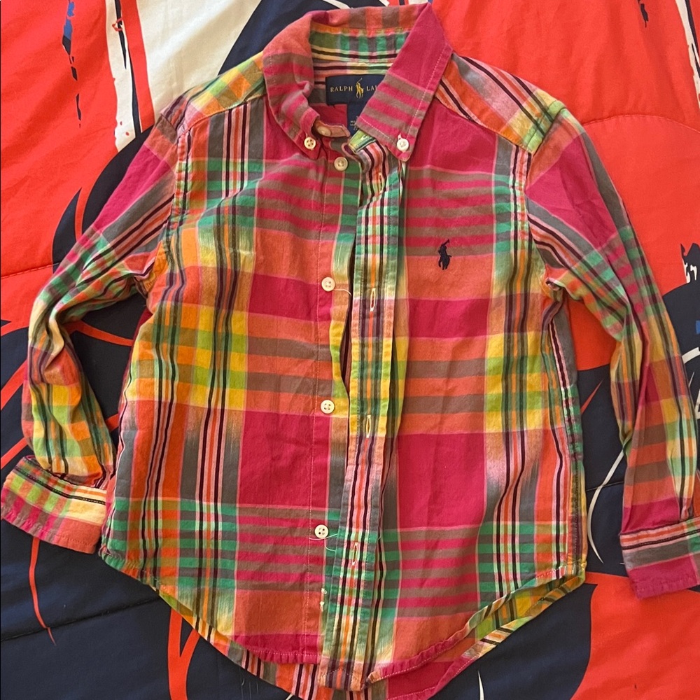 Ralph Lauren Vibrant Plaid Kids Button Down Shirt 3T